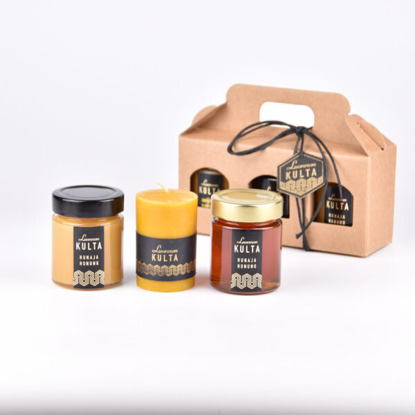 Beeswax Candle & Double Honey Gift Box